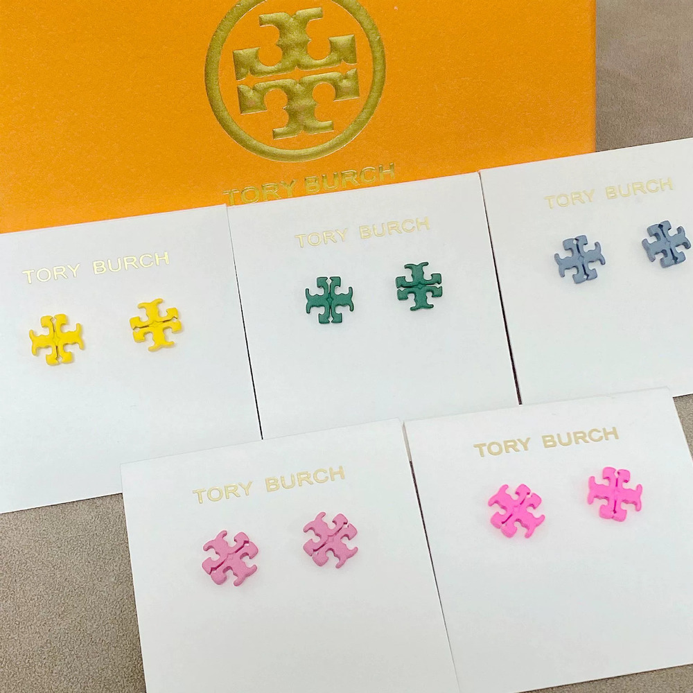 Tory Burch Letter Stud Earrings Candy Enamel